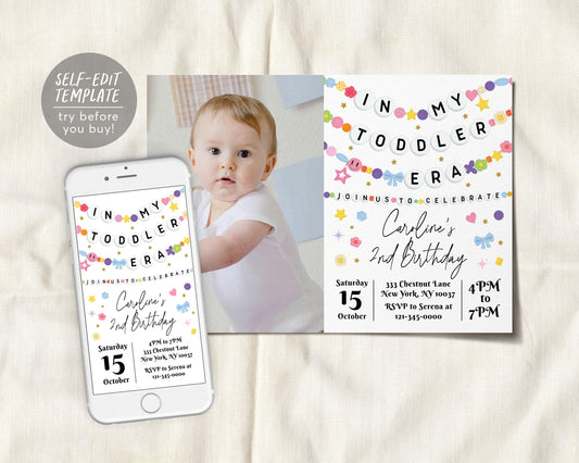 In My Toddler Era Invitation With Photo Editable Template