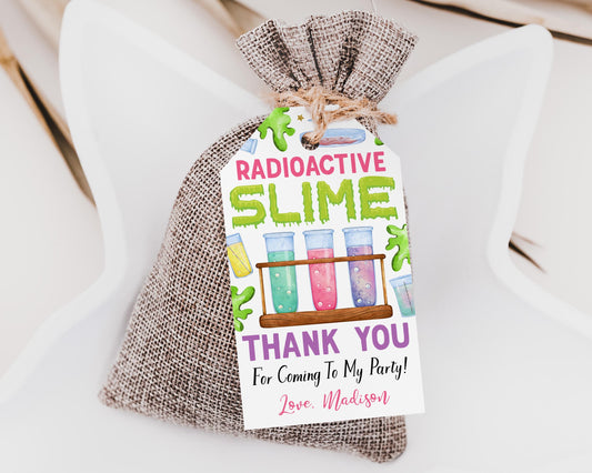 Science Slime Birthday Party Favor Tags Editable Template