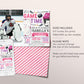 Ice Hockey Birthday Invitation With Photo Editable Template, Pink Ice Skating Rink Hockey Theme Invite, Girl Sports It's Game Time Evite