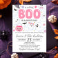 Halloween Baby Shower Invitation, A Little Boo Is Almost Due Template, Fall October Sprinkle Invite For Baby Girl Printable BSHP01