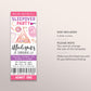 Sleepover Birthday Ticket Invitation Editable Template, Girl Slumber Party Evite, Kids Girl Tween Teen Pajamas Pamper Spa Day Evite Ticket