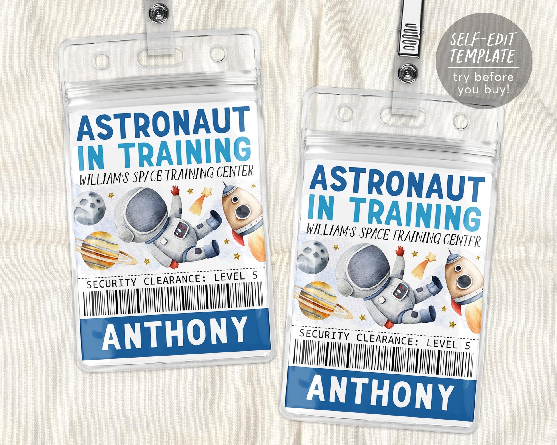 Outer Space Birthday All Star VIP Pass Editable Template