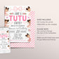 Tutu Cute 2nd Birthday Invitation Editable Template, Black Ballerina Second Birthday Invite, Pink Ballet Dance Floral Bow Evite Printable