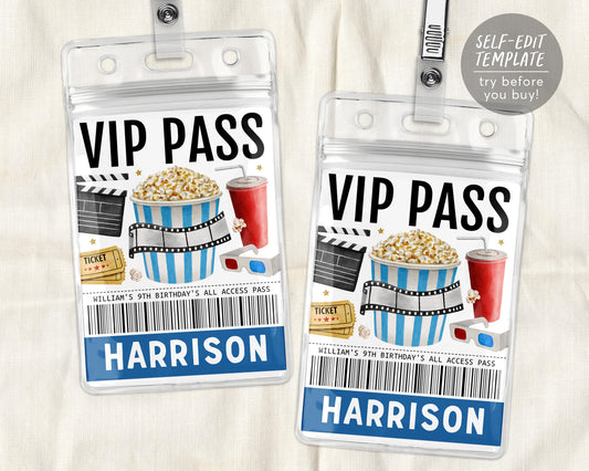 Movie Night VIP Pass Editable Template