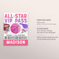 Basketball Birthday All Star VIP Pass Editable Template, Girl Basketball Slam Dunk Party All Access Pass, Guest Name Tag Insert ID Badge
