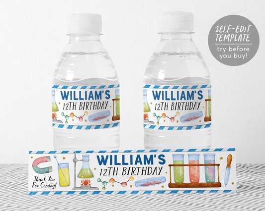 Science Water Bottle Labels Editable Template