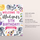 Outer Space Birthday Party Welcome Sign Editable Template, Girl Solar System Planets Galaxy Party Poster, Astronaut Rocket Ship Moon Decor