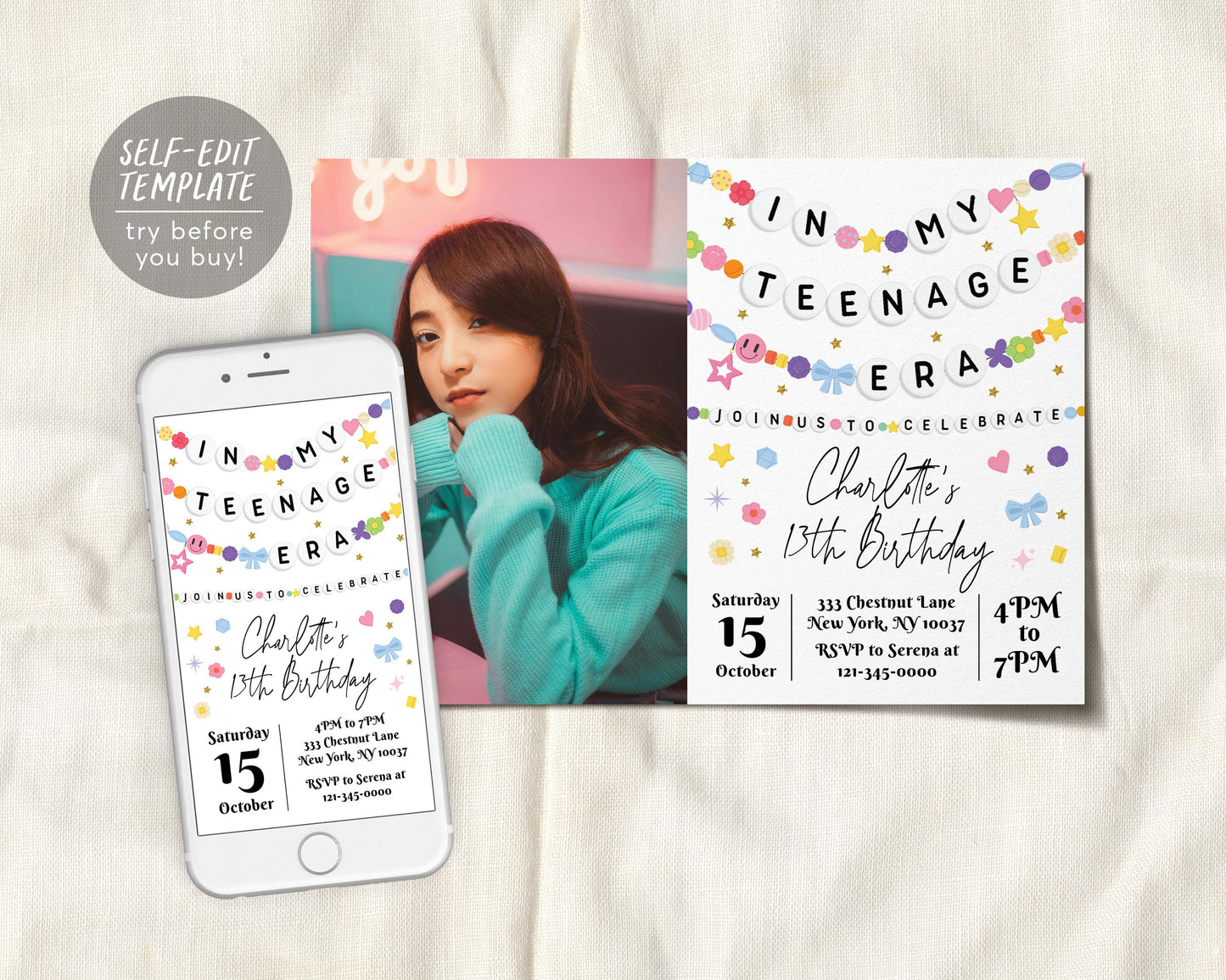 In My Teenage Era With Photo Invitation Editable Template