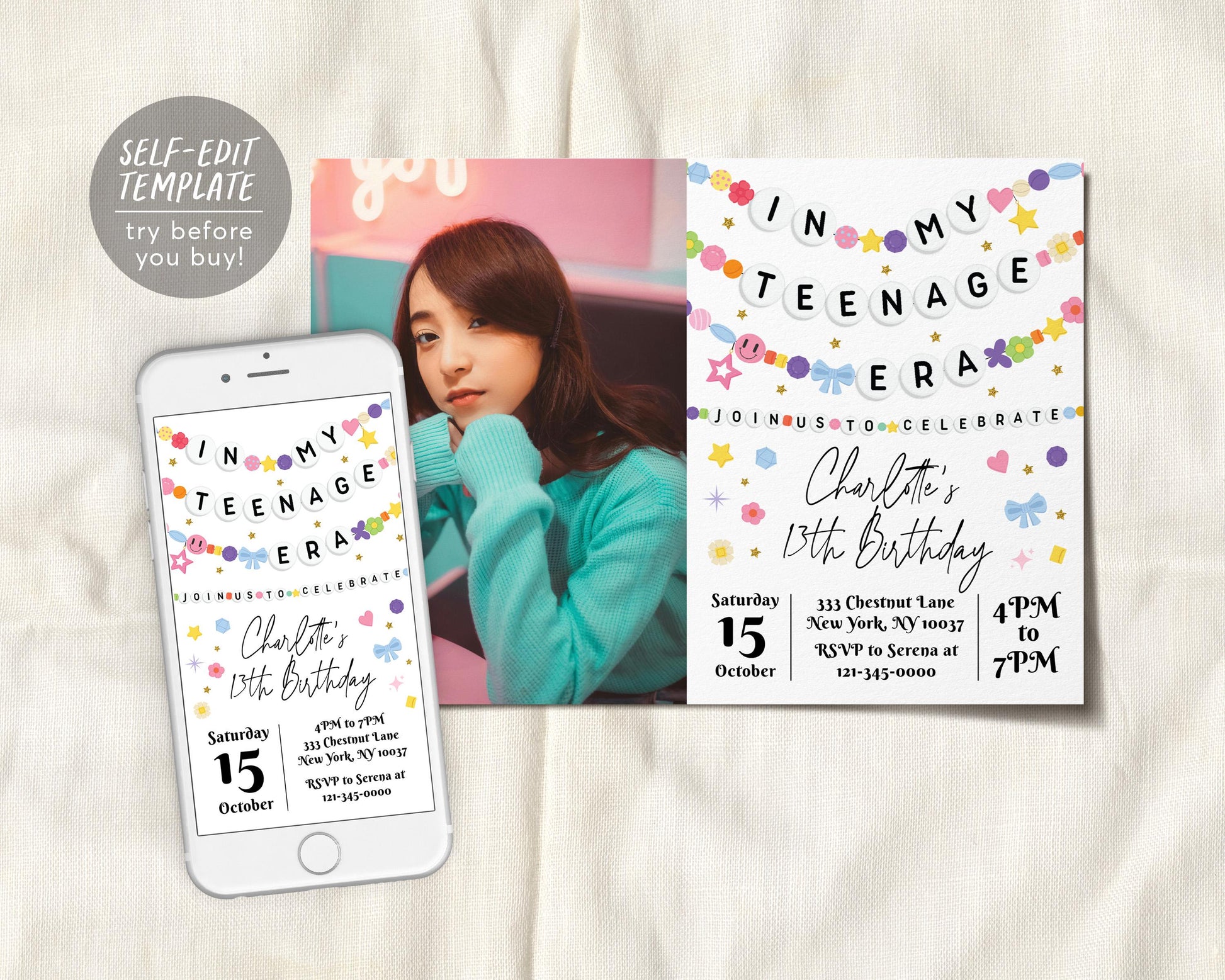 In My Teenage Era With Photo Invitation Editable Template