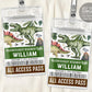 Dinosaur Party ID Badge VIP Pass Editable Template