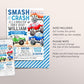Monster Truck Birthday Invitation Editable Template, It's A Monster Truck Bash Invite, Boy Smash And Crash Party Evite Any Age Printable