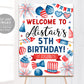 4th of July Birthday Welcome Sign Editable Template