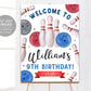 Bowling Birthday Welcome Sign Editable Template