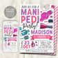 Mani Pedi Birthday Party Invitation Editable Template