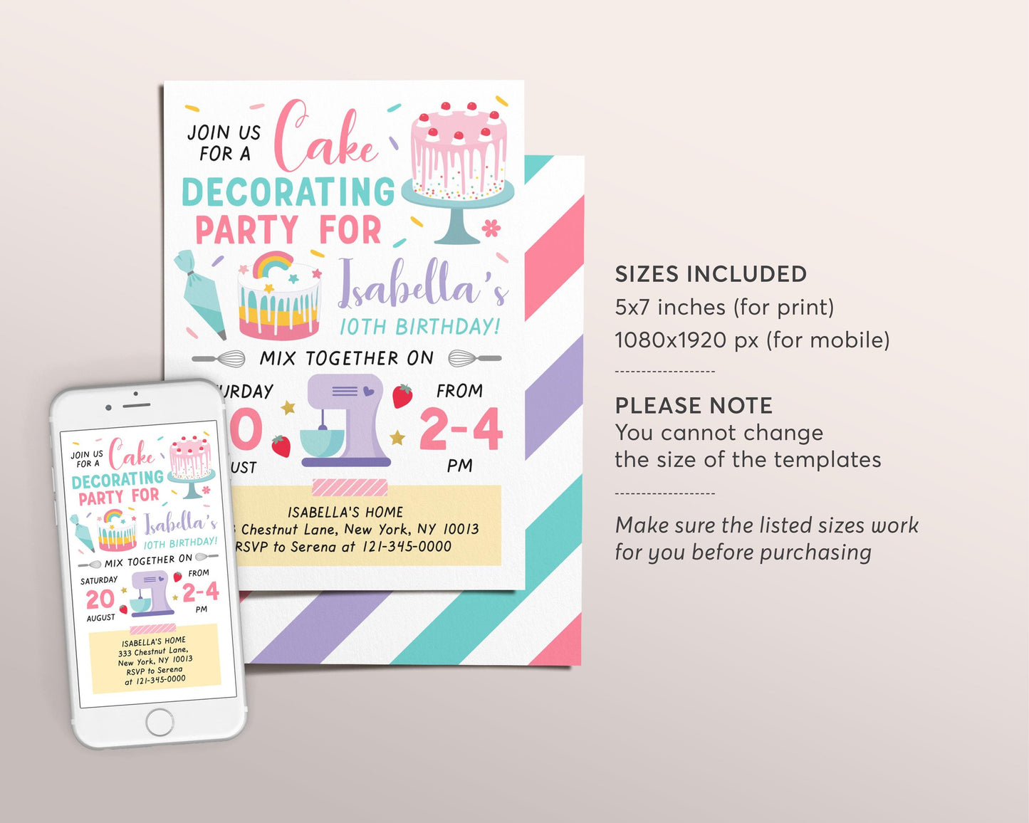 Cake Decorating Birthday Party Invitation Editable Template, Baking Party Evite, Kids Cooking, Birthday Girl Chef Cupcake Nailed It Invite