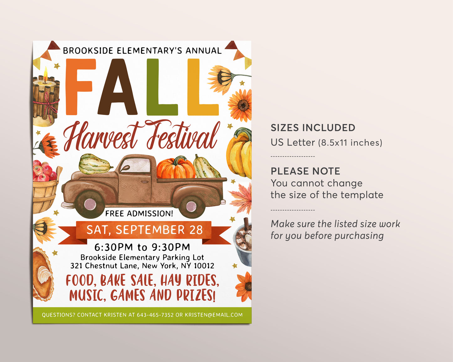 a flyer for a fall harvest festival