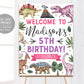 Dinosaur Birthday Party Welcome Sign Editable Template