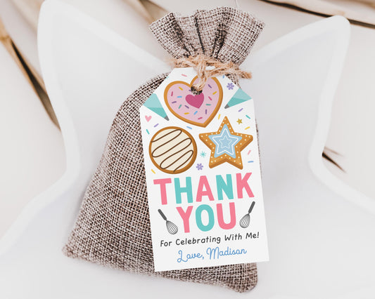 Cookie Decorating Birthday Party Favor Tags Editable Template