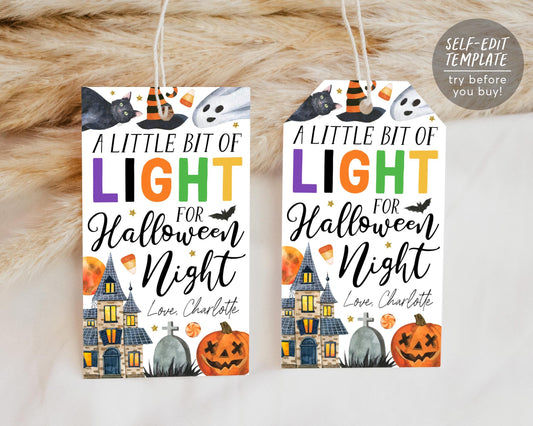 Glow Sticks Halloween Tags Editable Template