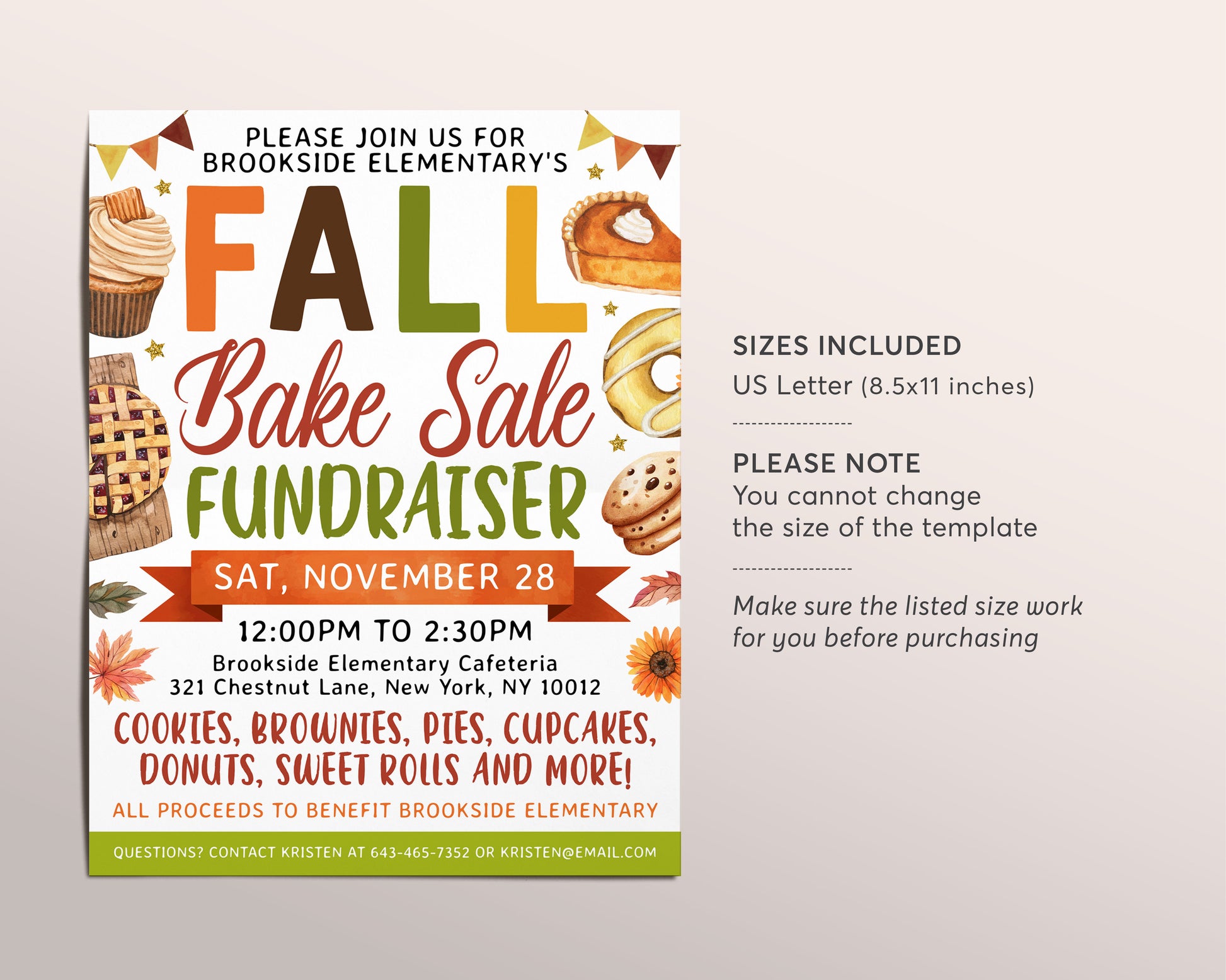 a flyer for a fall bake sale