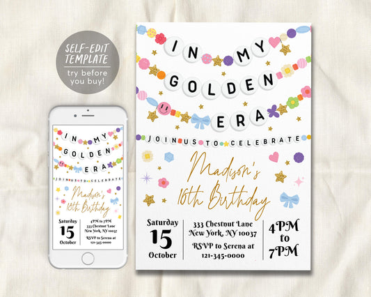 In My Golden Era Invitation Editable Template