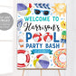 Pool Party Birthday Welcome Sign Editable Template