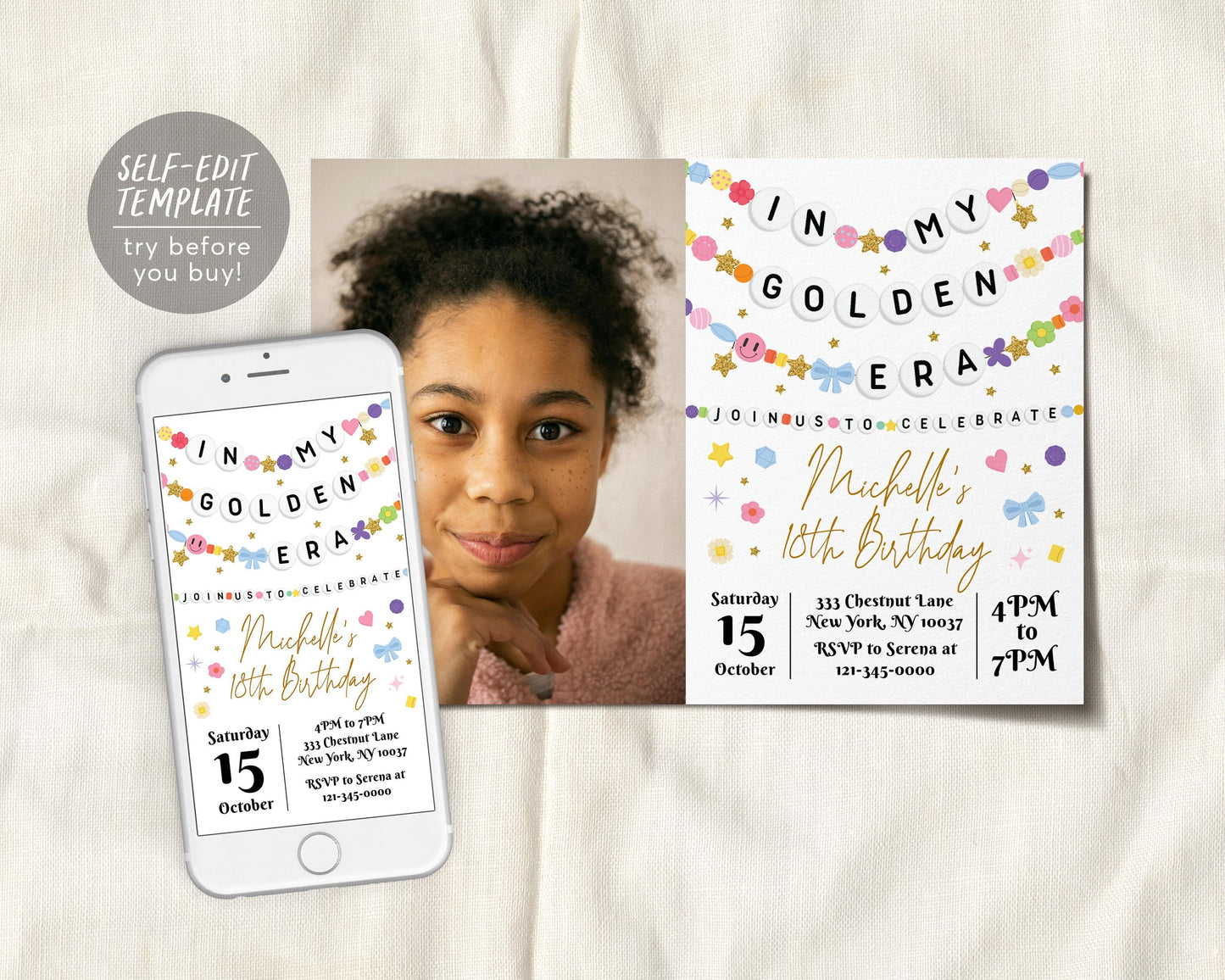 In My Golden Era Invitation With Photo Editable Template
