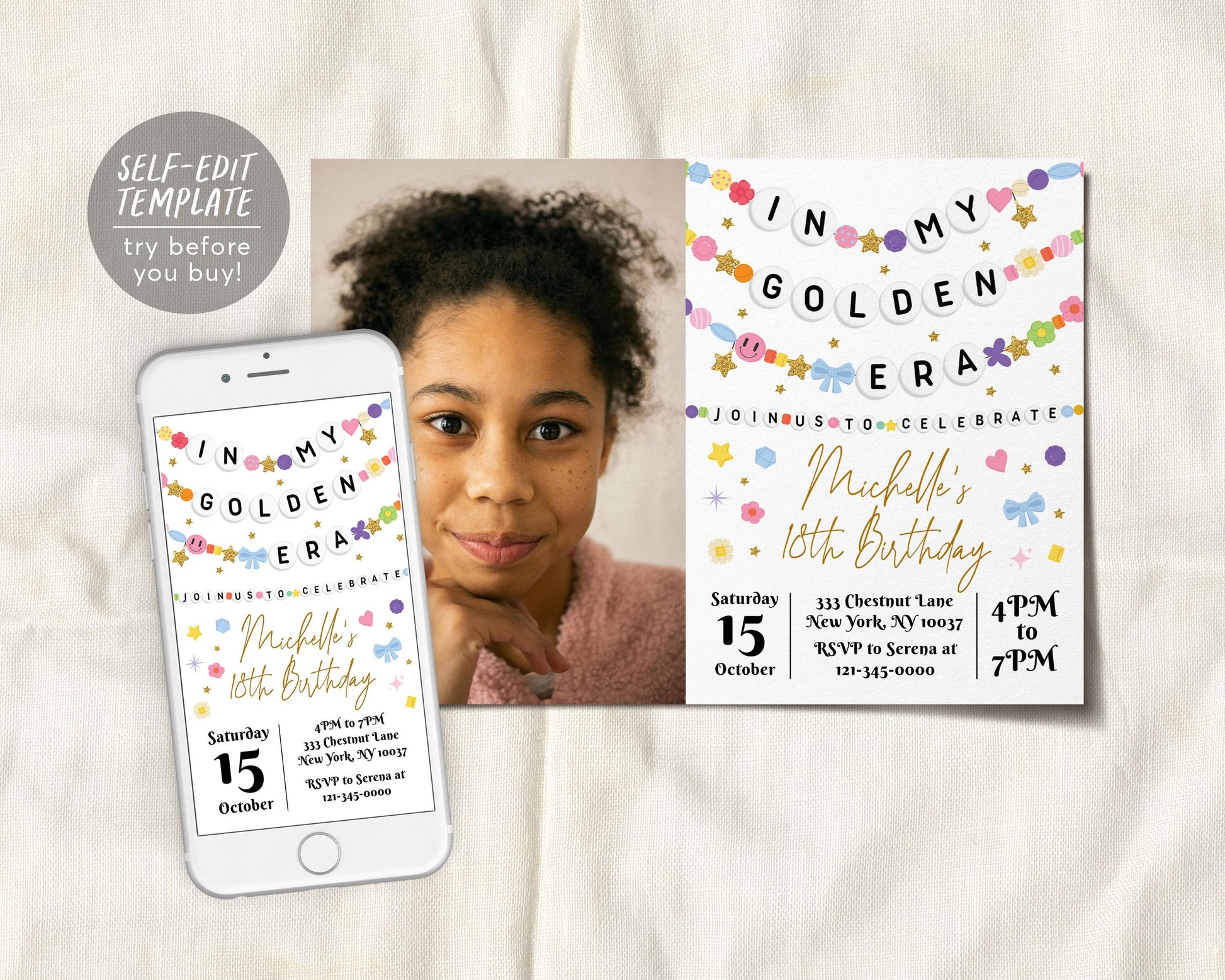 In My Golden Era Invitation With Photo Editable Template