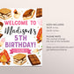 S'mores Birthday Welcome Sign Editable Template, Girl Bonfire Campfire Smores Outdoor Adventure Camp Party Poster, Backyard Camping Banner