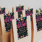 Gemstone Birthday Favor Tags Editable Template, You're a Gem Thank You Treat Bag, Kids Geode Rocks Crystal Gift Tags Labels Gemology Black