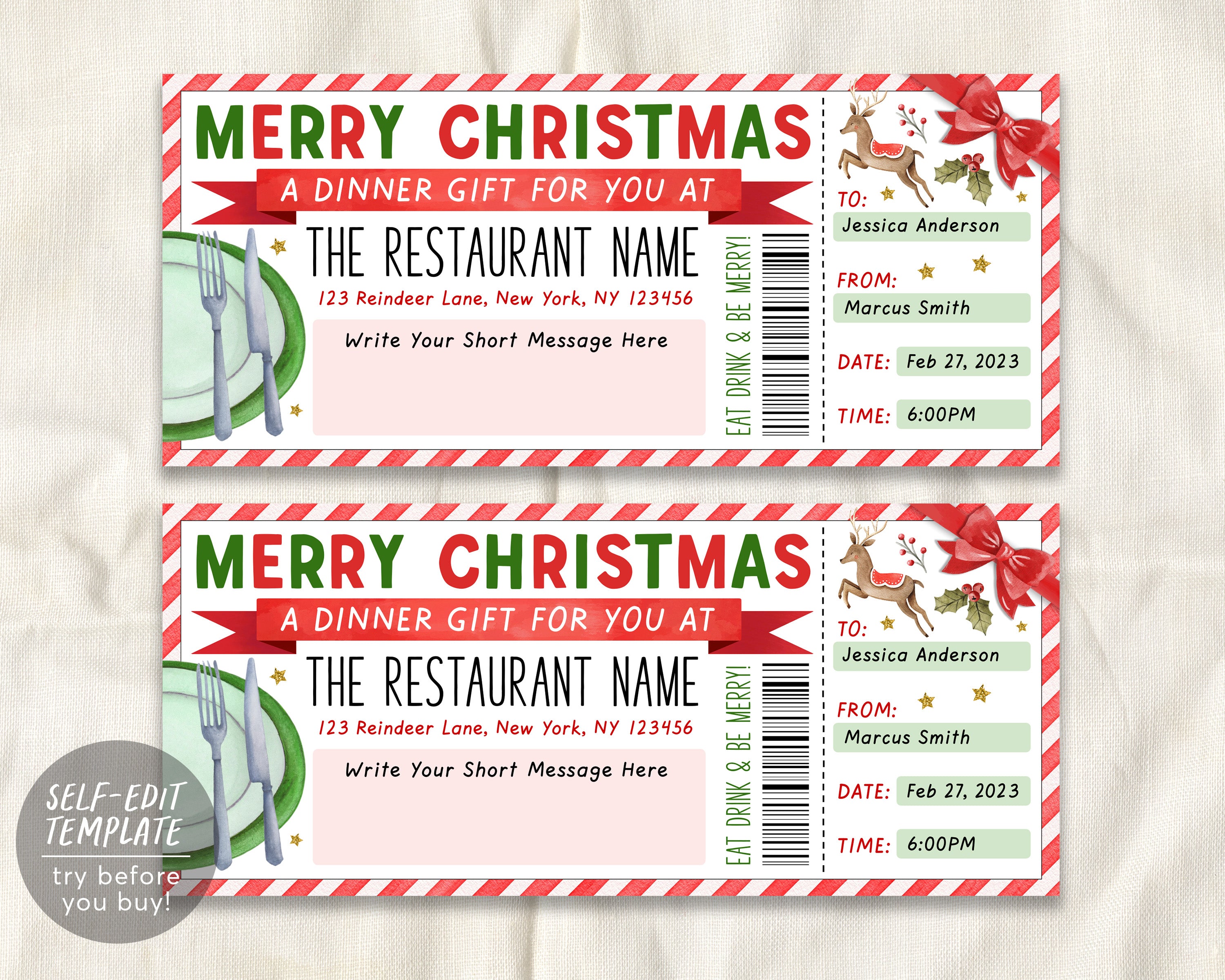 Page 2 - Free printable custom restaurant gift certificate templates | Canva