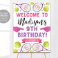 Tennis Birthday Welcome Sign Editable Template