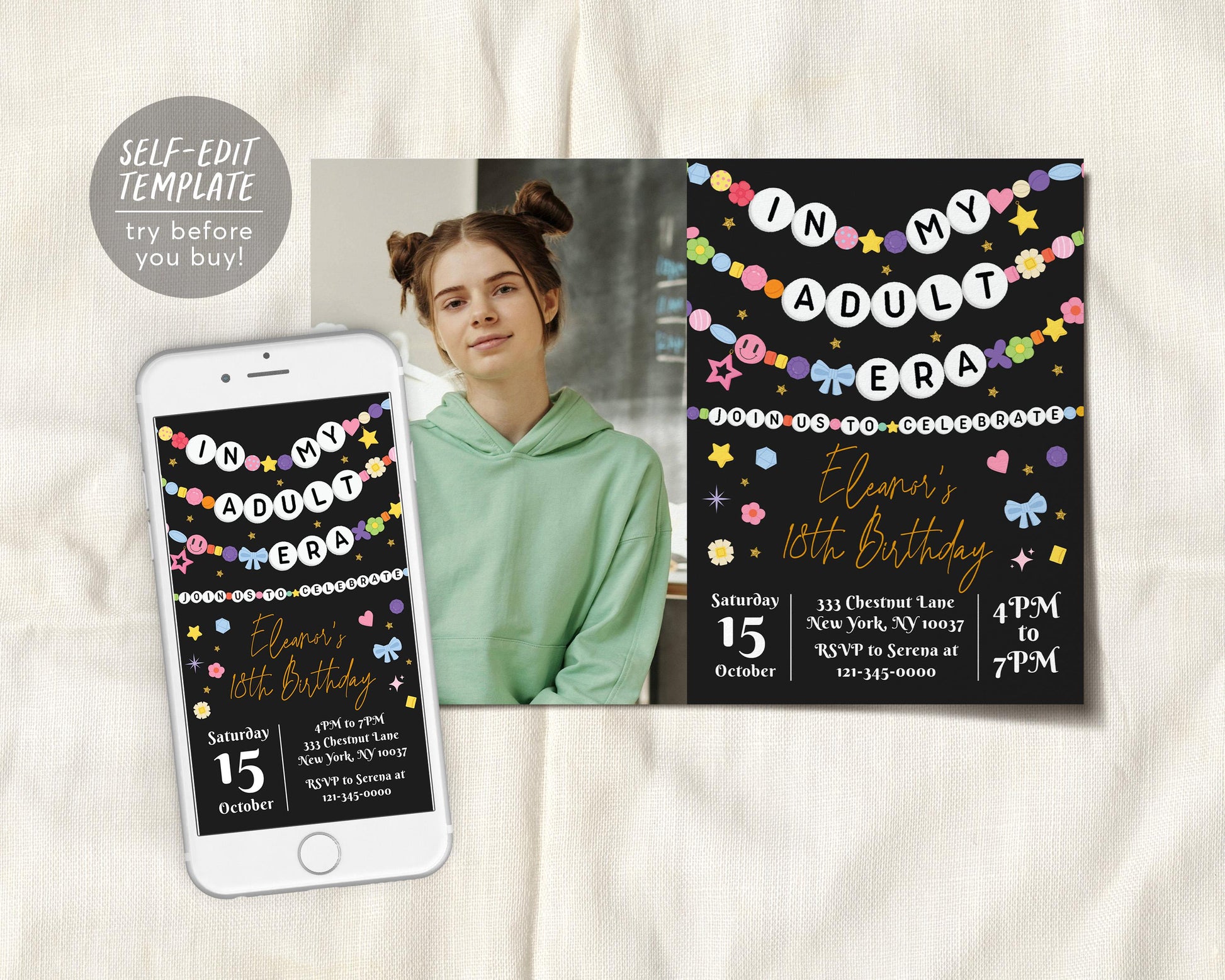 In My Adult Era Invitation With Photo Editable Template