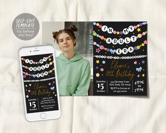 In My Adult Era Invitation With Photo Editable Template