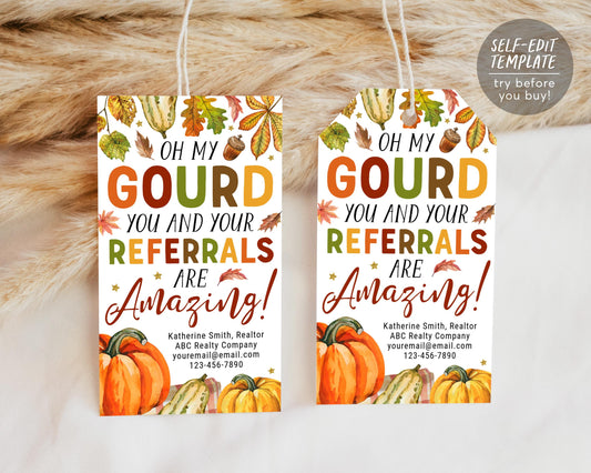 Fall Realtor Pumpkin Pop By Tag Editable Template