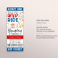 Amusement Park Birthday Ticket Invitation Editable Template, Theme Park Party Invite, Carnival Wild Ride Evite, Ferris Wheel Roller Coaster