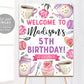 Tea Party Birthday Welcome Sign Editable Template