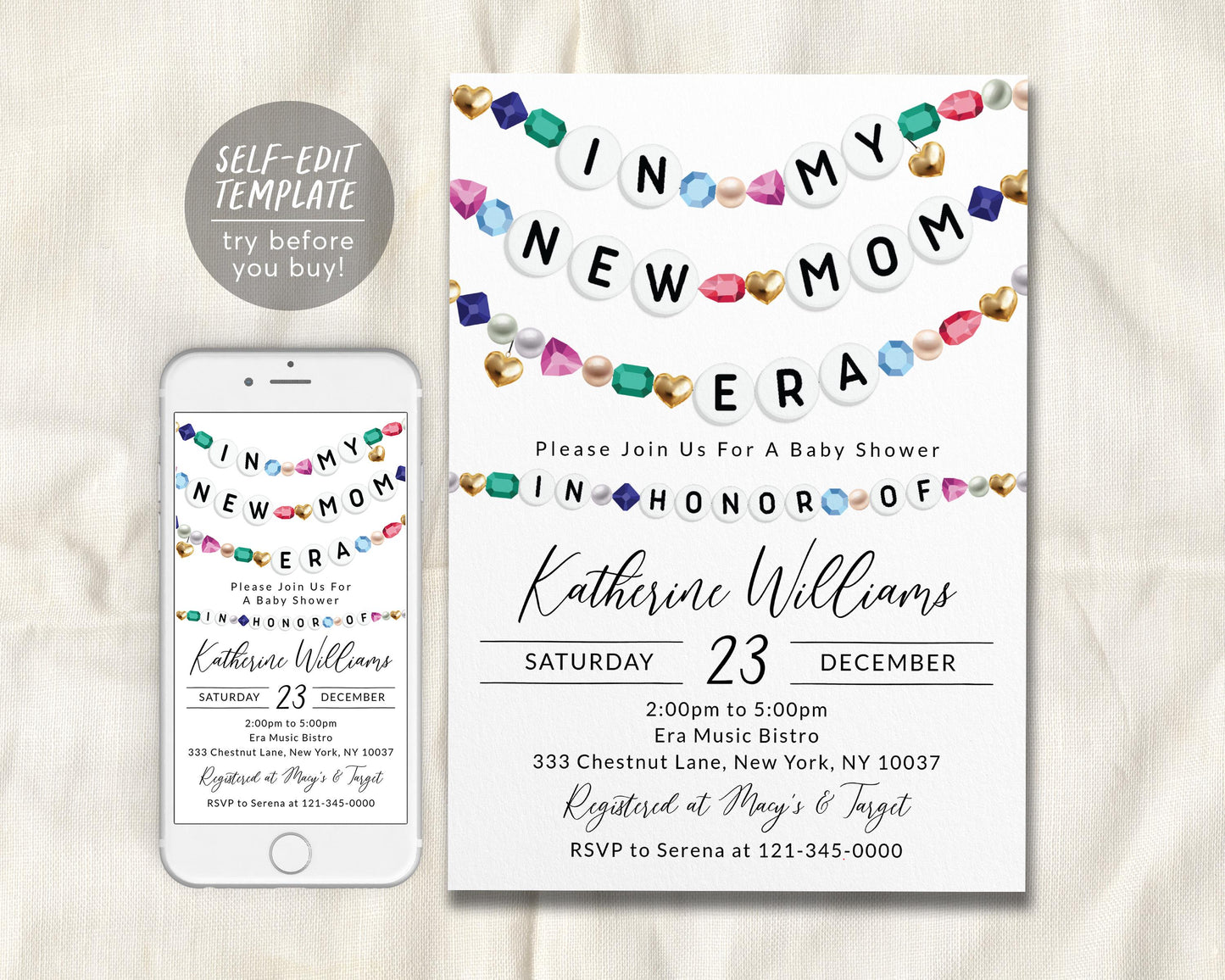 In My New Mom Era Baby Shower Invitation Editable Template