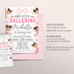 Ballerina Birthday Invitation Editable Template, Ballet Pink Tutu First Birthday Invite, Black Afro Ballerina Dance Floral Evite Printable