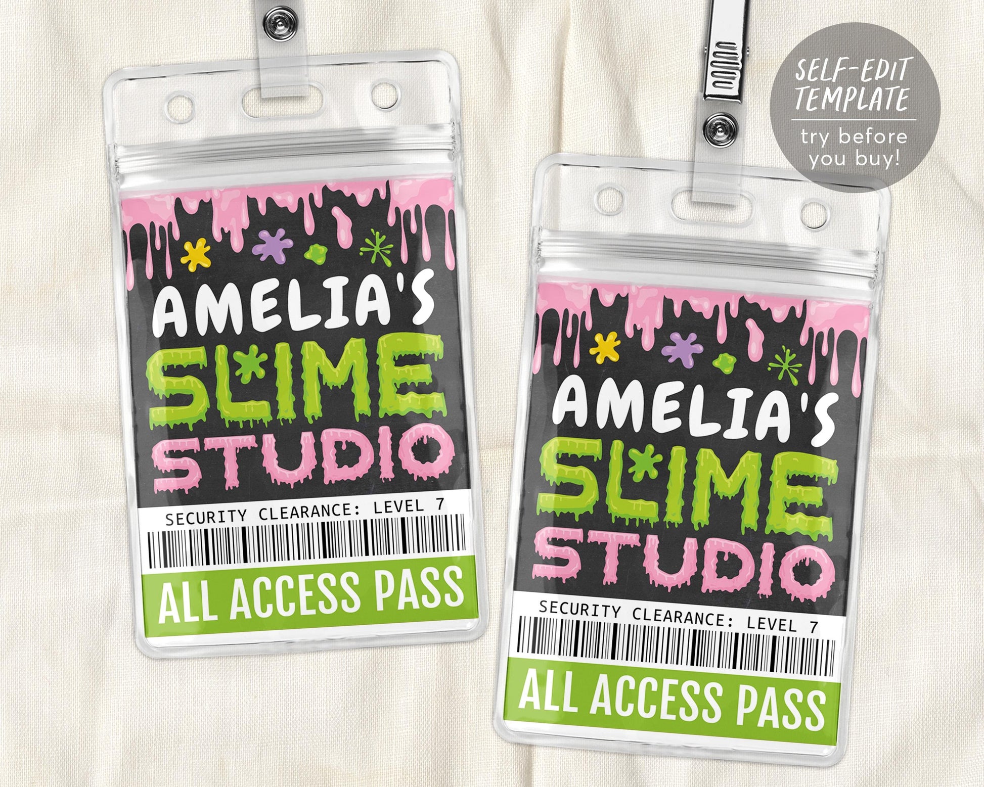 Slime Studio VIP Pass Editable Template