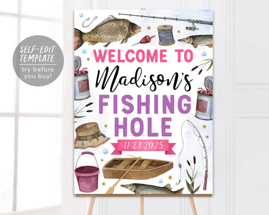 Fishing Birthday Welcome Sign Editable Template