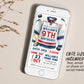 Hockey Birthday Invitation Editable Template, Boy Ice Skating Rink Ice Hockey Jersey Theme Invite, Sports Game Time Puck Stick Trophy Evite