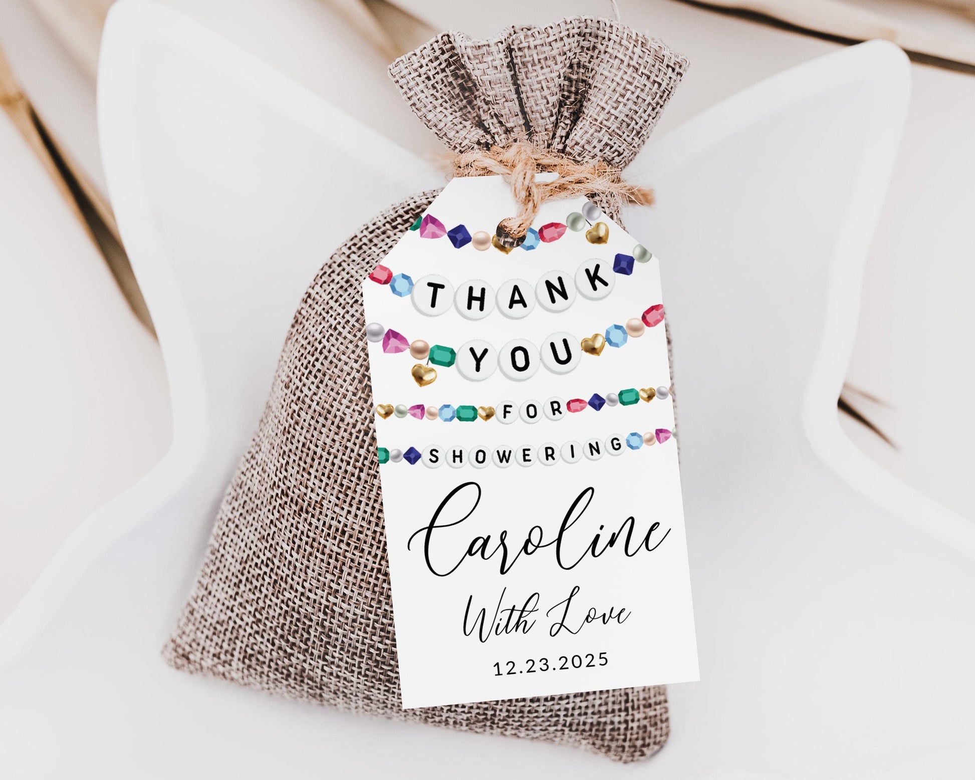 In Her Bride Era Bridal Shower Favor Tags Editable Template