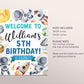 Outer Space Birthday Party Welcome Sign Editable Template, Boy Solar System Planets Galaxy Party Poster, Astronaut Rocket Ship Moon Decor