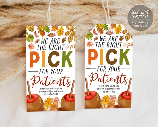 Fall Caramel Apple Referral Gift Tags Editable Template
