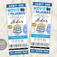 Movie and Pajamas Birthday Ticket Invitation Editable Template