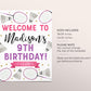 Badminton Birthday Welcome Sign Editable Template, Girl Badminton Birthday Party Poster, Sports Game Match Tournament Shuttlecock Poster