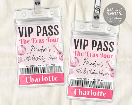 Eras Tour VIP Party Pass Editable Template