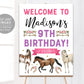 Horse Birthday Welcome Sign Editable Template