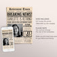 Retirement Newspaper Invitation Editable Template, Retirement Surprise Party Any Job Vintage Newspaper Invite, Retire Career Farewell Evite